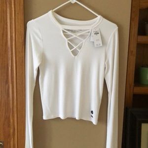 NWT Hollister Small white long sleeve shirt
